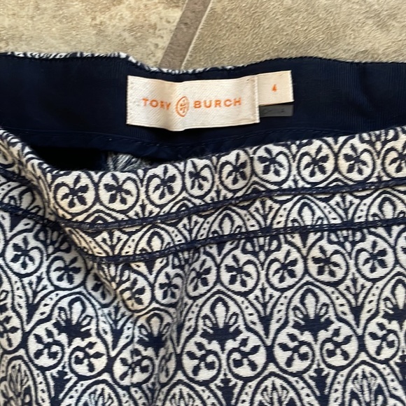 256. Tory Burch size 4 Tailored Pants blue/cream - Picture 3 of 10